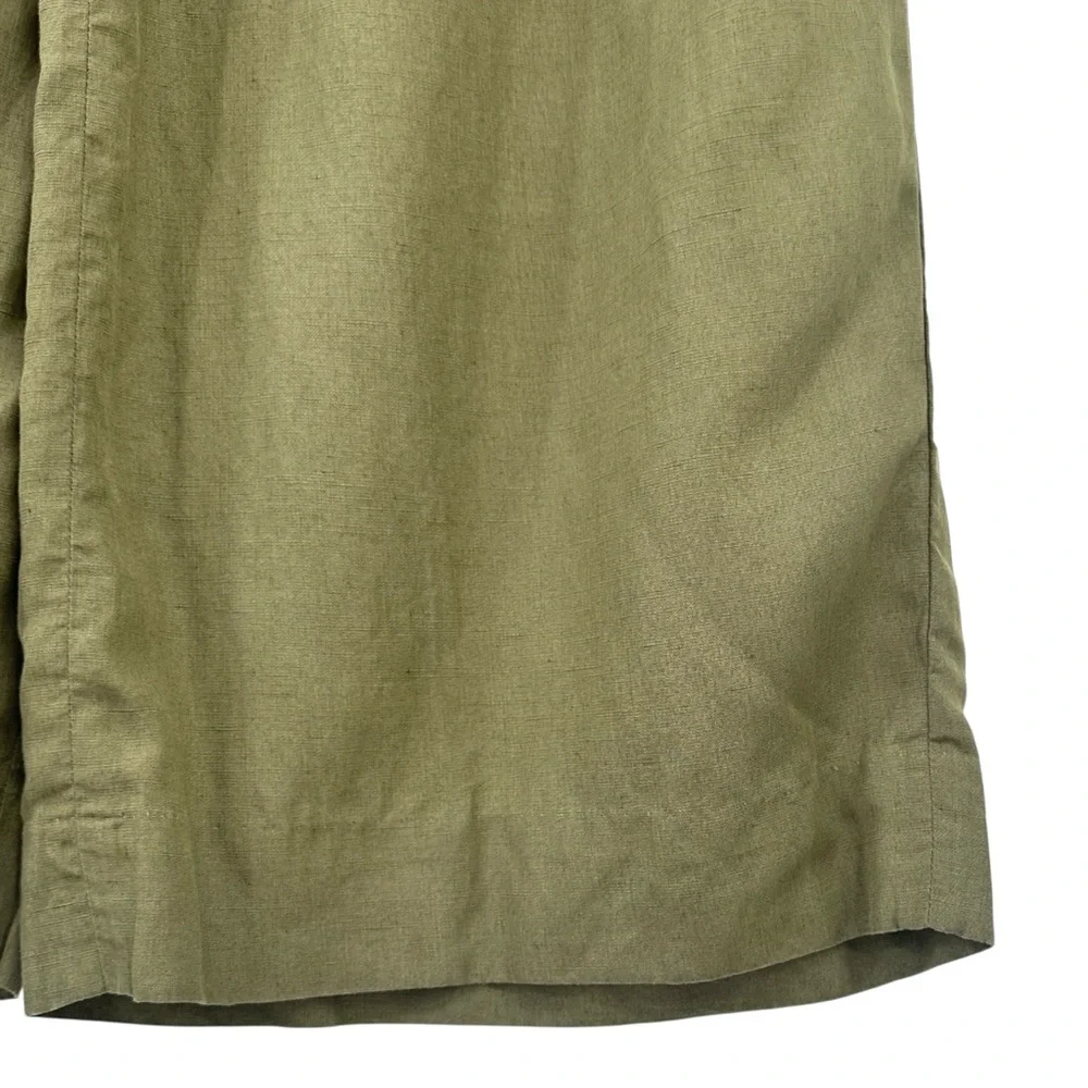 COS Khaki Green High Waisted Wide Leg Relaxed Fit Lyocell Linen Trousers Pants - Picture 8 of 11